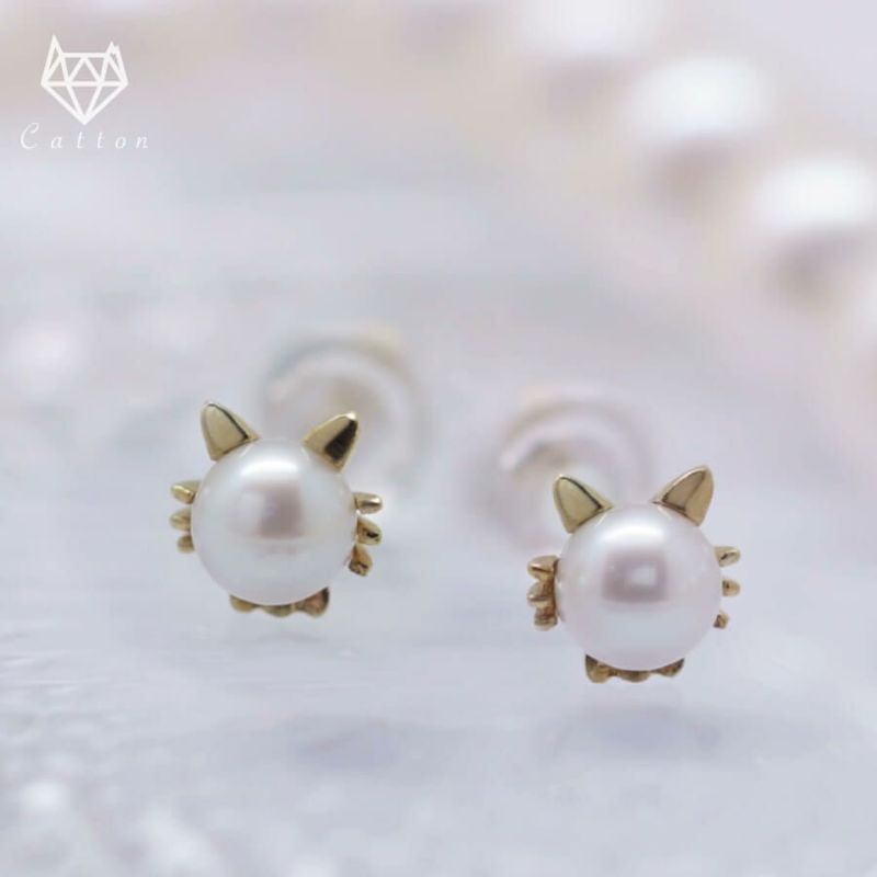 ネッコレスピアス パール ねこピアス