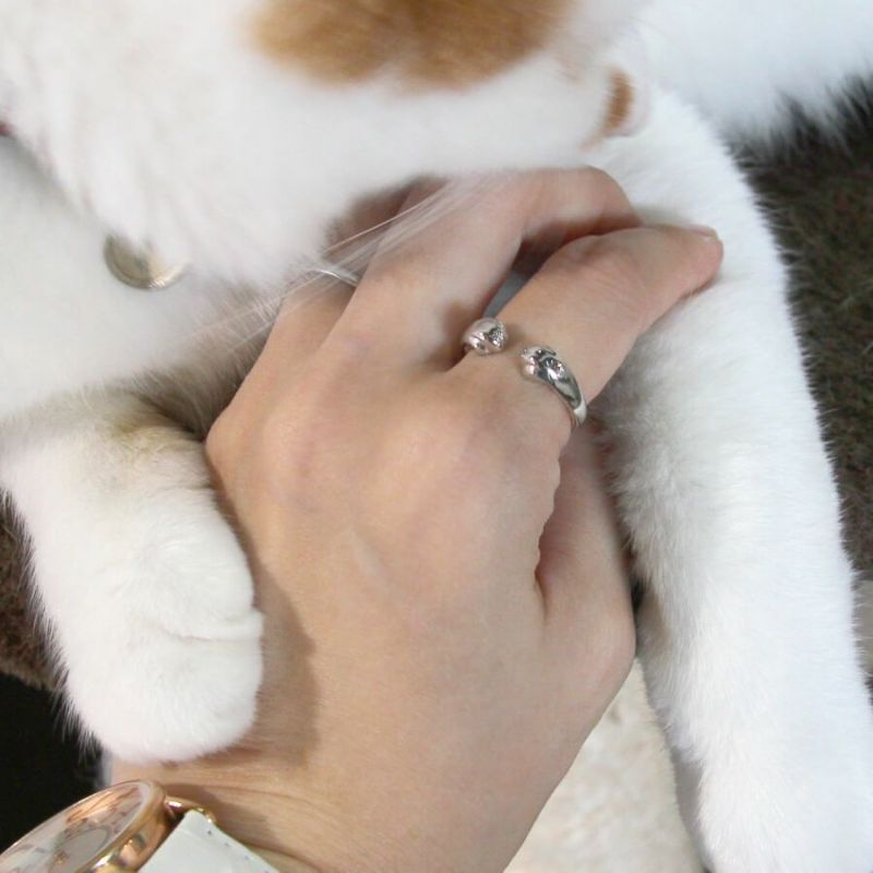 ねこ耳リング シルバー 肉球 猫の手 猫グッズ 指輪 かわいい